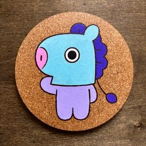 BTS BT21 Mang Laser Engraved Painted Cork Coaster